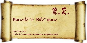 Munzár Rémusz névjegykártya